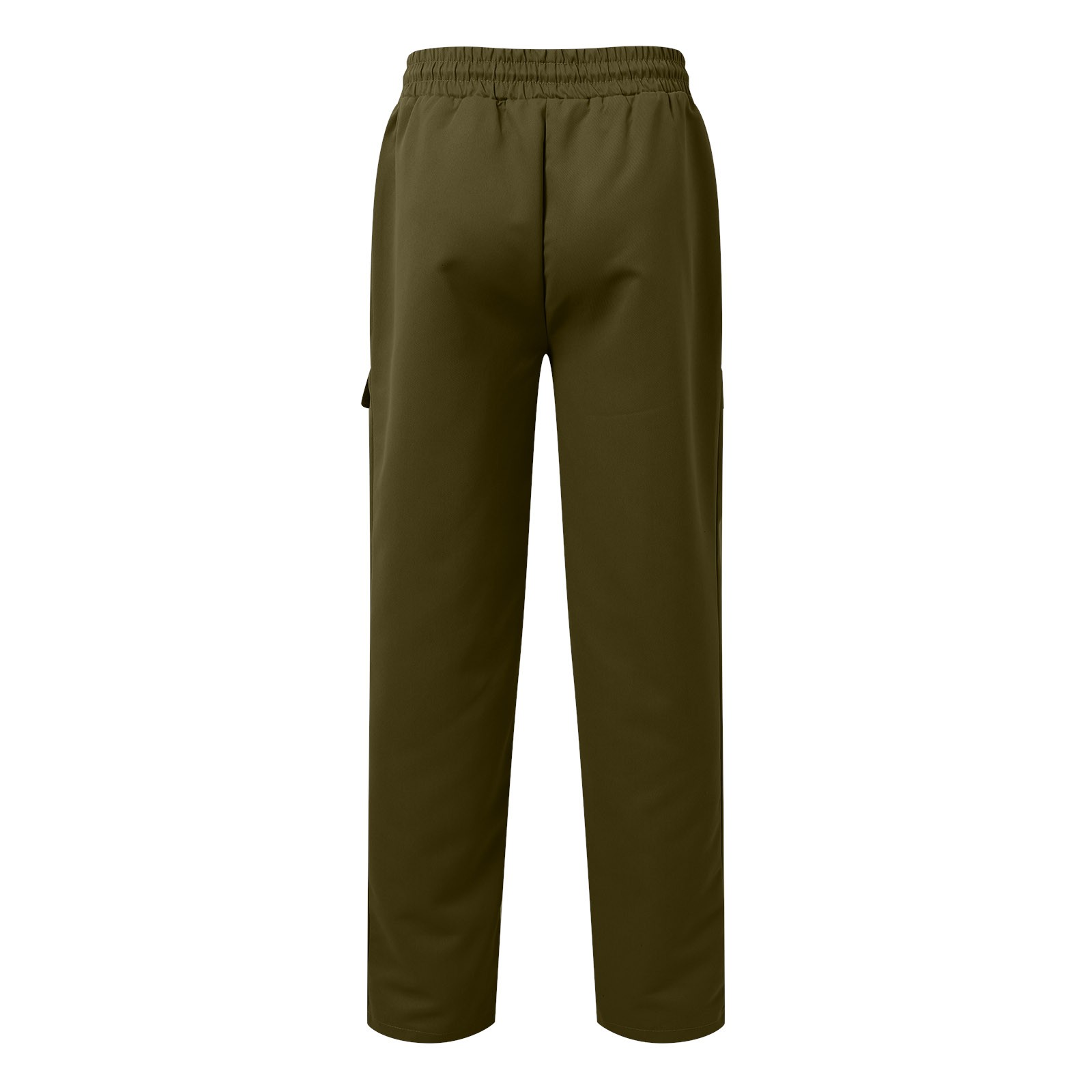 thumbnail image 5 of Pantalones cargo de color liso con cordón ajustable para hombre: pierna recta, poliéster-spandex, cintura elástica, bolsillos, corte ajustado para el trabajo y el uso informal, tallas S-XXL, 5 of 5